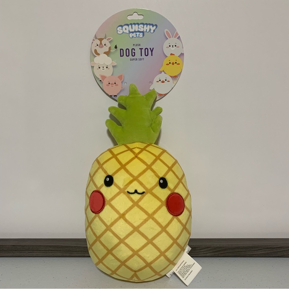 Squishy Pets Plush Pineapple Dog Toy-NWT